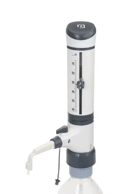 Bottle Top Dispenser For Hydrofluoric Acid with Dual Inlet Technology and Recirculating Valve, Volume Range 5 - 60mL